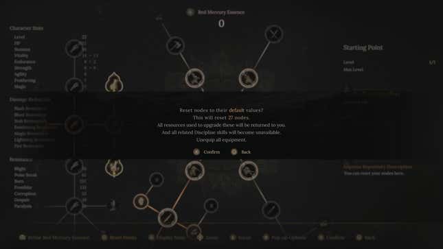 Wuchang: Fallen Feathers: Respec Guide A screenshot shows a skill tree in Wuchang being reset.