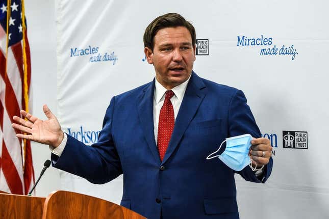 Image for article titled Florida Gov. Ron DeSantis Continues to Love Up on Law-Breaking Whites, Plans to Pardon All Residents Who Violated COVID Health Mandates