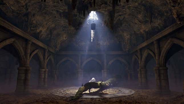 The entrance chamber to the Vile Lair in Oblivion Remastered.