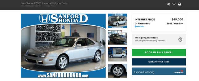Image for article titled A Honda Dealer Is Asking $49000 For An '01 Prelude--With An Automatic