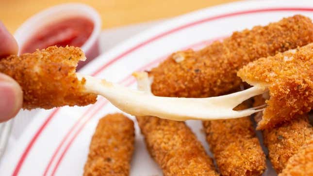 Mozzarella sticks on plate