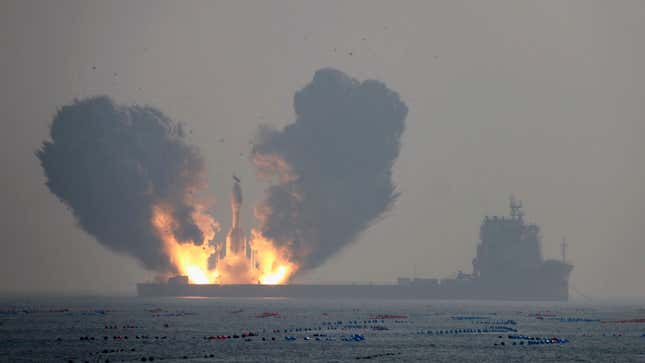 China’s Gravity-1 rocket launching from a sea-based platform, January 11, 2024.