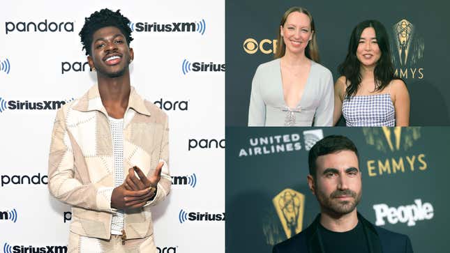 Clockwise from left: Lil Nas X (Photo: Cindy Ord/Getty Images for SiriusXM); Maya Erskine and Anna Konkle (Photo: Rich Fury/Getty Images); Brett Goldstein (Photo: Matt Winkelmeyer/Getty Images)