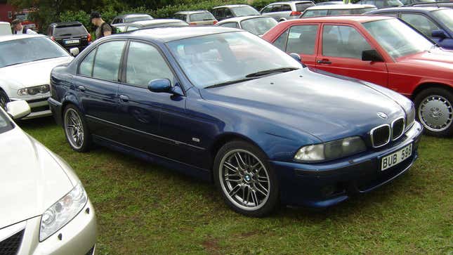 A dark blue BMW M5