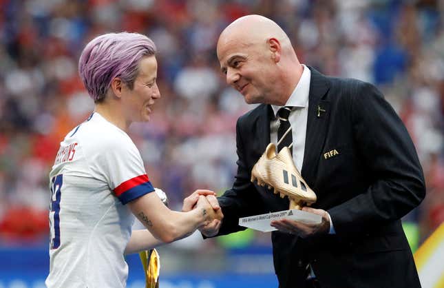 US soccer player Megan Rapinoe received the Golden Boot award.