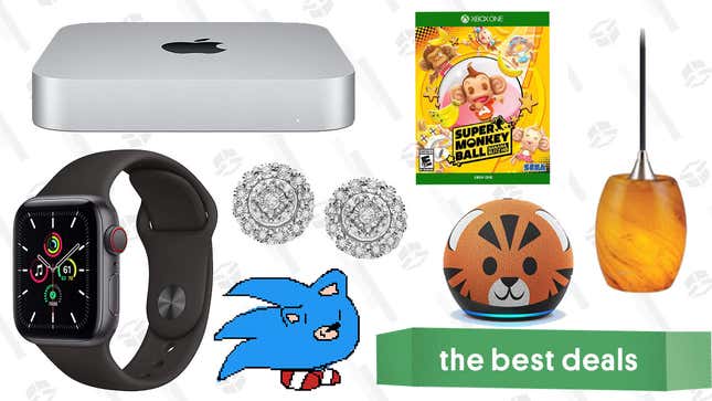 Image for article titled Monday&#39;s Best Deals: Apple Watch SE, Mac Mini M1, Wayfair Home Renovation Sale, Amazon Echo Dot Kids Edition, Diamond Halo Earrings, and More