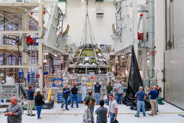 The second European Service Module has been connected to the Crew Module to form the Orion spacecraft. 