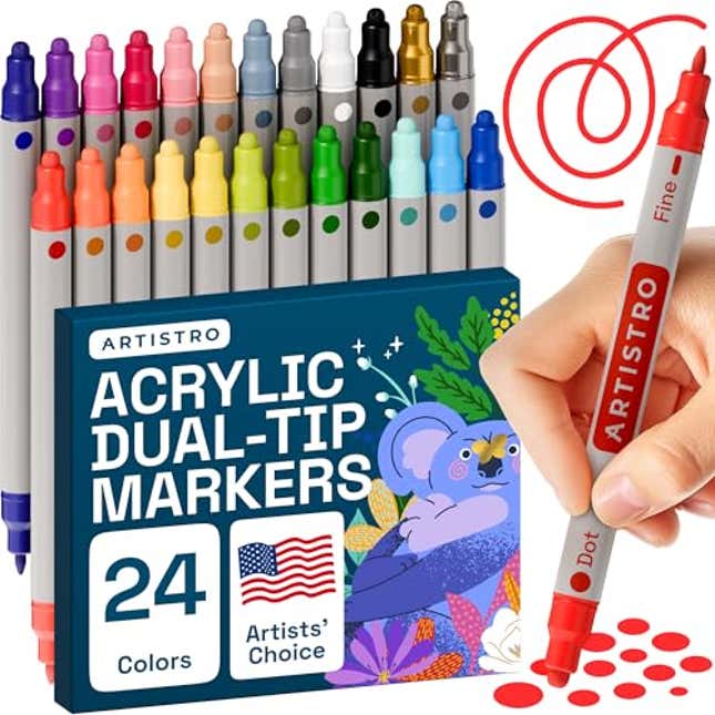 Image for article titled ARTISTRO 24 Dual Tip Acrylic Paint Markers, Now 17% Off