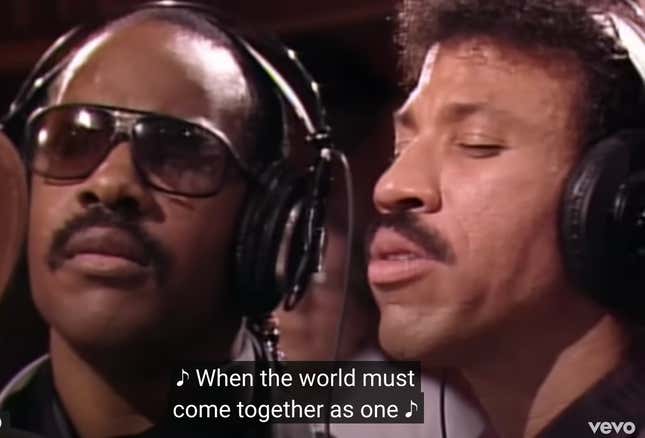 Stevie Wonder, left; Lionel Richie