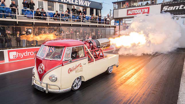 Image for article titled The Jet-Powered VW Bus Pickup That Lit Up the Track at F1&#39;s Austrian GP