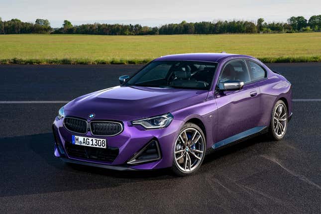 A purple BMW 2-Series.