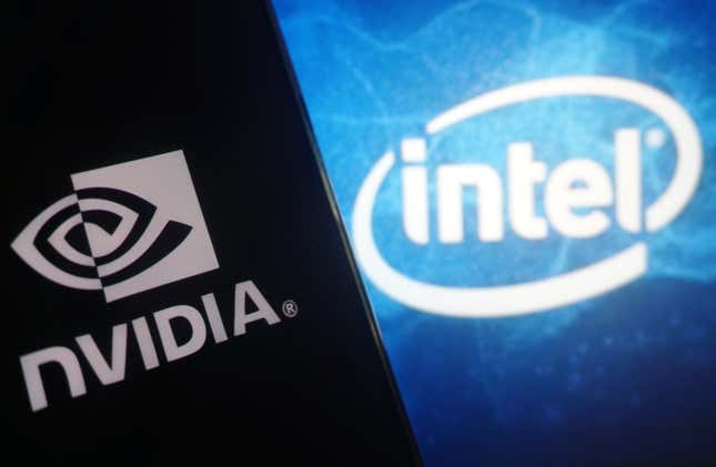 Bild für Artikel mit dem Titel Nvidia steht dabei dar, Intel im Dow abzulösen