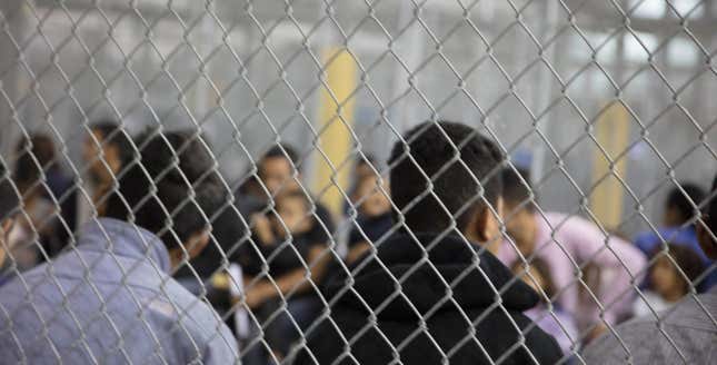 Photo inside U.S. Customs and Border Protection (CBP) detention facility shows detainees inside fenced areas at Rio Grande Valley Centralized Processing Center in Texas. Picture taken on June 17, 2018, provided by US Customs and Border Protection.