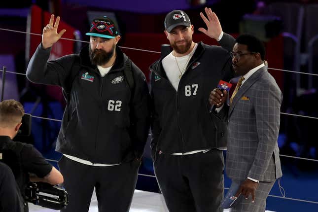 Image for article titled Amazon gave Travis and Jason Kelce a $100 million podcast deal