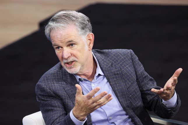 business new tamfitronics Netflix founder and Co-CEO Reed Hastings speaks during the New York Times DealBook Summit in the Appel Room at the Jazz At Lincoln Center on November 30, 2022 in New York City.