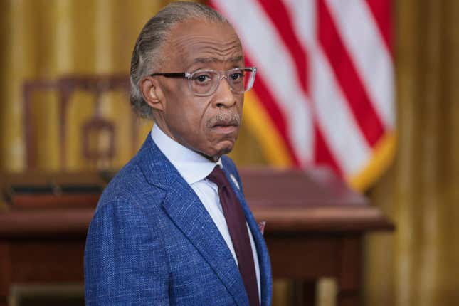 Al Sharpton arrives for an event where President Biden will sign a historic Executive Order to advance effective, accountable policing and strengthen public safety during an event held in the East Room of The White House in Washington, DC on May 25, 2022.