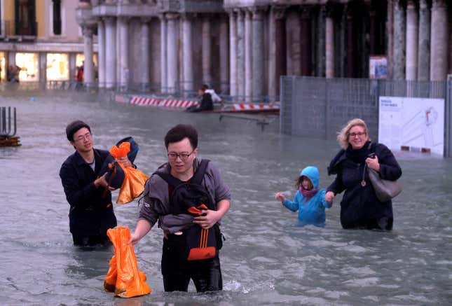 The high tide reached 61 inches above sea level on Monday.