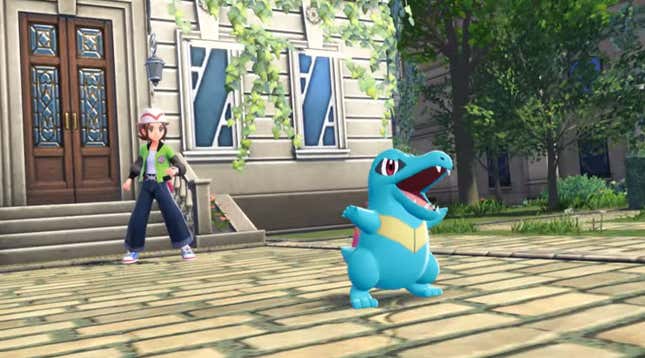 A Totodile gets out of his ball. 