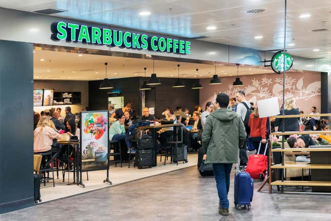 Starbucks coffee at Sabiha Gokcen Airport in Istanbul. 
