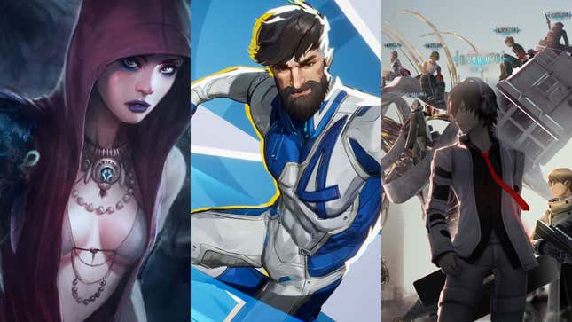 Art from Dragon Age, Marvel Rivals, and Freedom Wars.