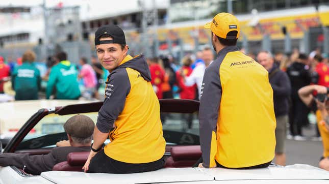 McLaren’s current drivers Lando Norris (left) and Daniel Ricciardo (right)