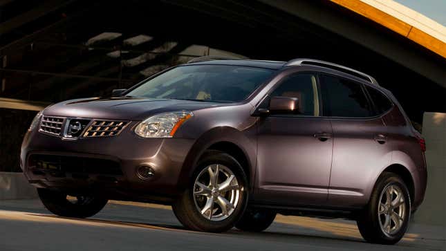 A purple Nissan Rogue SUV