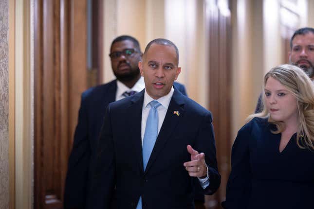 House Minority Leader Hakeem Jeffries, D-N.Y., arrives to welcome Ukrainian President Volodymyr Zelenskyy to the Capitol, in Washington, Thursday, Sept. 21, 2023. It is Zelenskyy&#39;s second visit to Washington since Russia invaded and comes as President Joe Biden&#39;s request to Congress for an additional $24 billion for Ukraine is hanging in the balance. (AP Photo/J. Scott Applewhite)