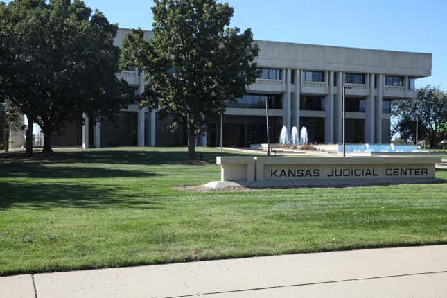 This photo shows the Kansas Judicial Center, home to the state Supreme Court, on Tuesday, Oct. 17, 2023, in Topeka, Kans. Multiple computer systems for almost all of the state&#39;s courts have been knocked offline by what officials are calling a &quot;security incident.&quot; (AP Photo/John Hanna)