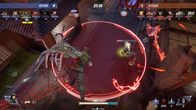 The Winter Soldier attacks his enemies with tentacle-like arms.