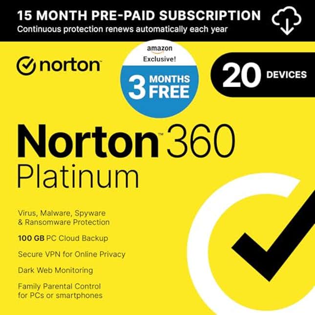 Image for article titled Norton 360 Platinum 2025, Now 62% Off