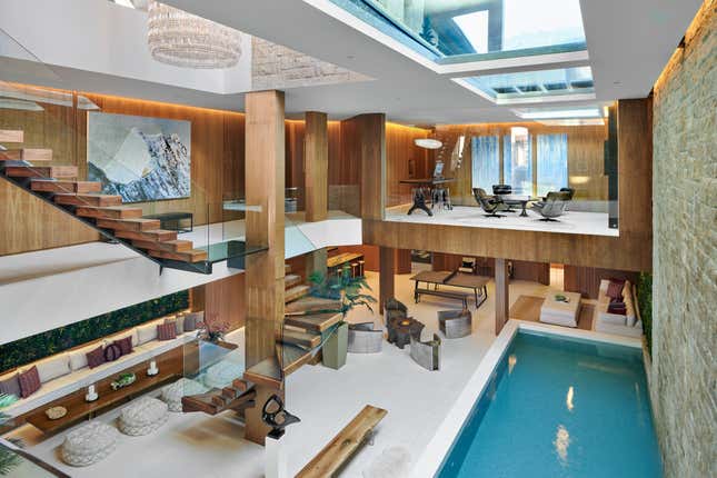 Indoor pool at Taylor’s Aspen lodge