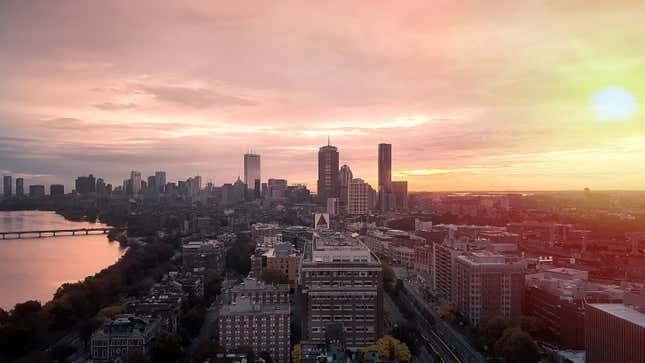 Panoramic aerial view of Boston, Massachussets