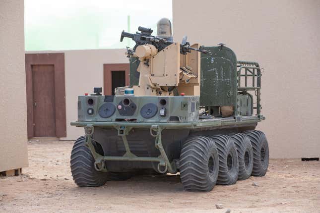 Army Futures Command hosted U.S. Army  senior leaders, Multinational  partners, and allies to observe a human machine Integration  demonstration including unmanned, eight-wheeled, all-electric,  all-terrain transport vehicles, involving Soldiers assigned to 1st  Battalion, 29th Infantry Regiment, 316th Cavalry Brigade during Project  Convergence - Capstone 4 at Fort Irwin, Calif., March 18, 2024.