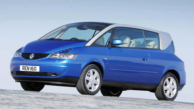 Front 3/4 view of a blue Renault Avantime