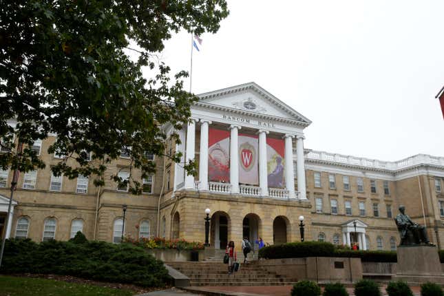 MADISON, WI - OCTOBER 12: An outside view of Bascom Hall on the campus of the University of Wisconsin on October 12, 2013 in Madison, Wisconsin.