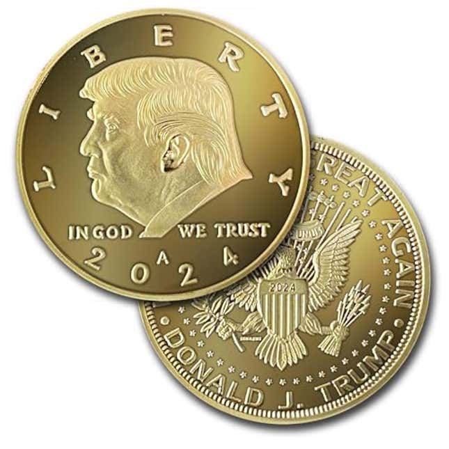 Image for article titled Aizics Mint President Donald Trump Gold Challenge Coin 2024 with Certificate of Authenticity, Now 33% Off