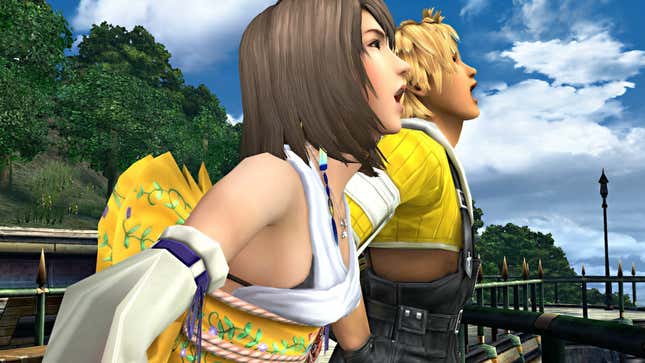 Yuna et Tidus riant dans le ciel