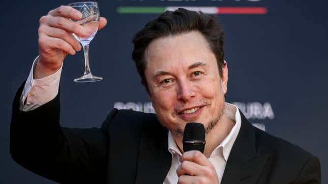 Elon Musk proposes a toast.