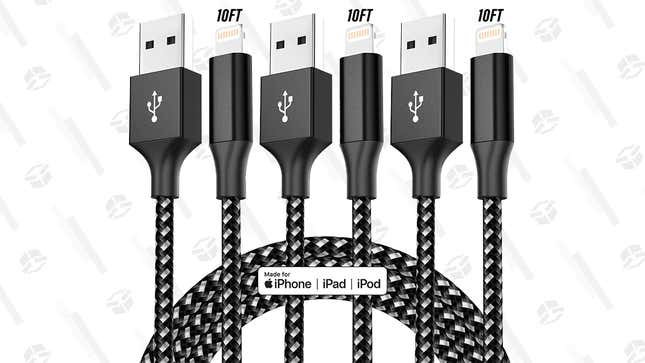 10&#39; Lightning Cable 3-Pack | $5 | Amazon | Promo Code R5X6V7LZ