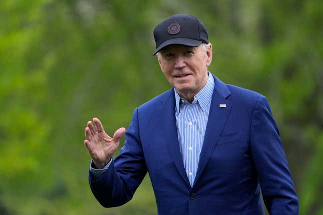 President Joe Biden waves as he walks across the South Lawn of the White House in Washington, Wednesday, April 17, 2024, after returning from a trip to Pennsylvania. (AP Photo/Susan Walsh)