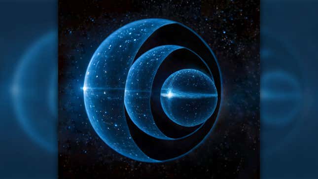 An artist's impression of a nestar, or nested gravastar.