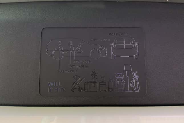 The size guide in the 2025 Volvo EX30's cargo area