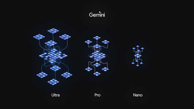 The Google Gemini logo, representing its three tiers, Ultra, Pro, and Nano