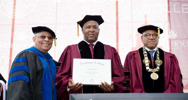 ATLANTA, GEORGIA - MAY 19: Robert F. Smith receives and Honorary Degree during the Morehouse College 135th Commencement at Morehouse College on May 19, 2019 in Atlanta, Georgia.