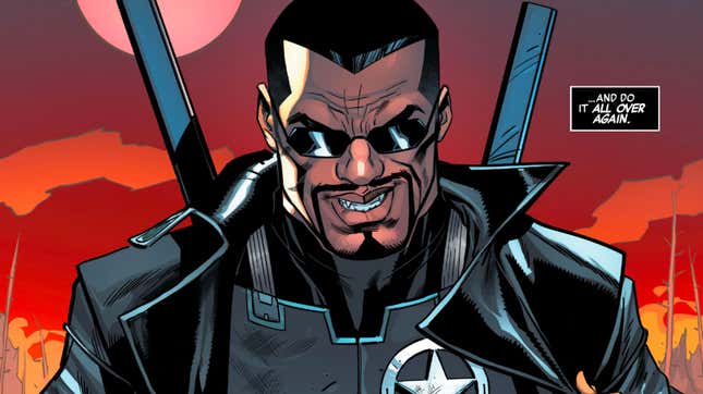 Blade introducing himself as the new sheriff of vampire town.
