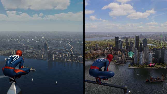 An image shows a screenshot from Spider-Man and its sequel next to each other.