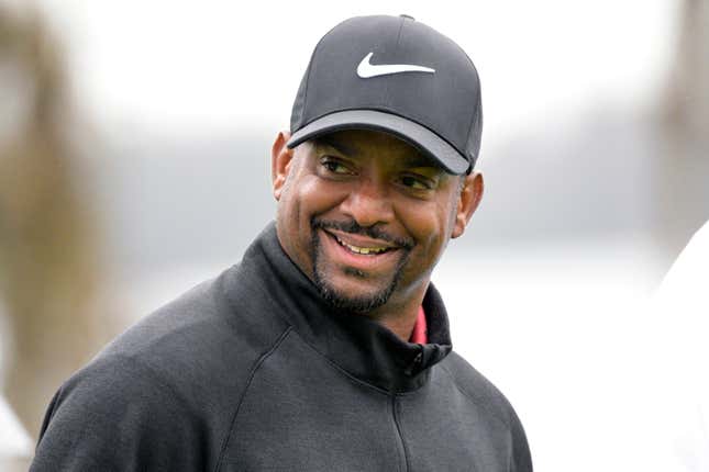 Entertainer Alfonso Ribeiro walks on the 18th fairway during the third round of the Tournament of Champions LPGA golf tournament, earlier this year in Orlando, Fla.