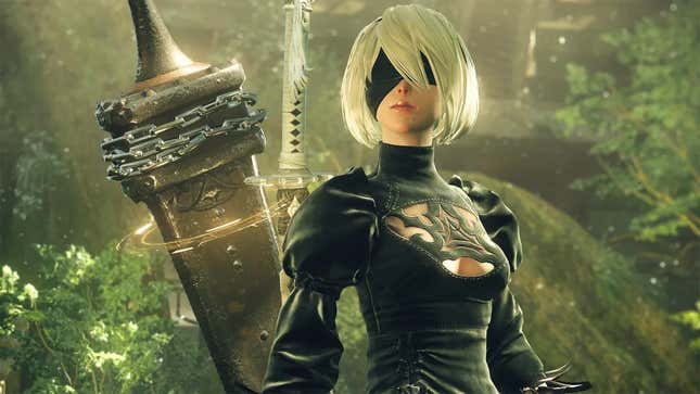 2B stands in the woods. 