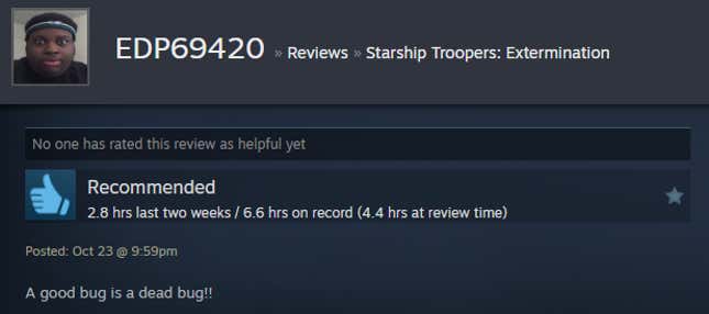 Image for article titled Starship Troopers: Extermination, As Told By Steam Reviews