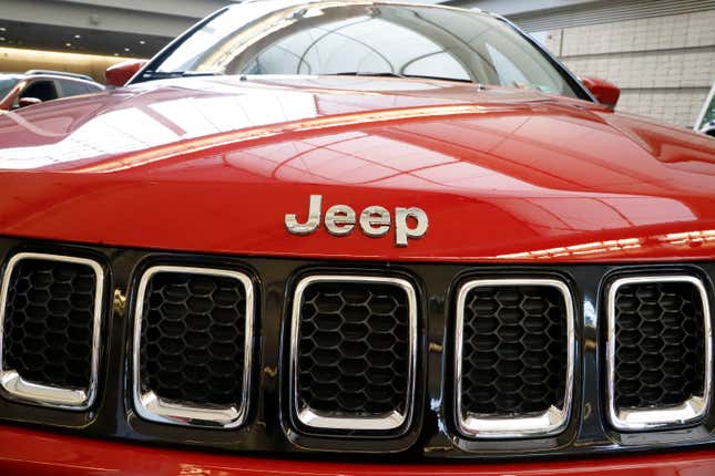 FILE - A 2019 Jeep Compass is seen on display at the 2019 Pittsburgh International Auto Show in Pittsburgh on Feb. 14, 2019. U.S. auto safety regulators have closed an investigation into complaints that engines on some small Jeeps can shut down while being driven. The National Highway Traffic Safety Administration said Tuesday, Dec. 12, 2023 it will not seek a recall of about 229,000 Jeep Compass SUVs from the 2019 and 2020 model years. (AP Photo/Gene J. Puskar, File)